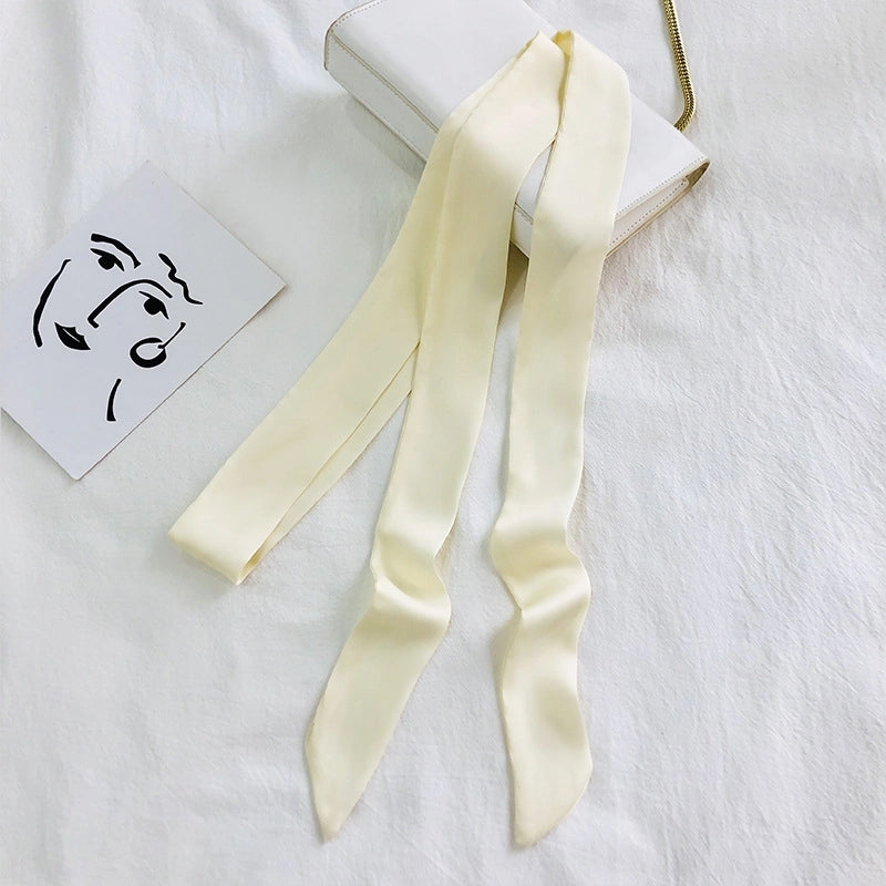 Solid Color Slender Narrow Silk Scarf Ribbon Tie Bag Handle Silk Scarf Tie Hair Small Ribbon Decoration Scarf Hair Belt Scarf