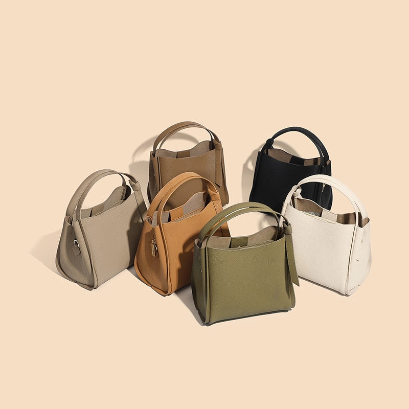 Bucket Bag For Women Genuine Leather High-grade Simple Portable Shoulder Bag Messenger Bag For Women
