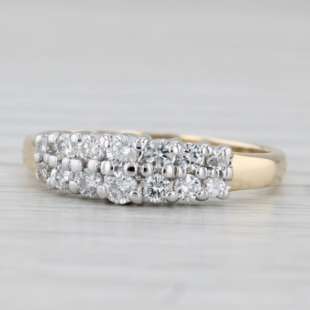 0.40ctw Diamond 2-Row Tiered Ring 14k Gold Size 7 Stackable Anniversary