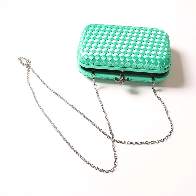 Red Rose Red Green Polyester Solid Color Lingge Square Clutches