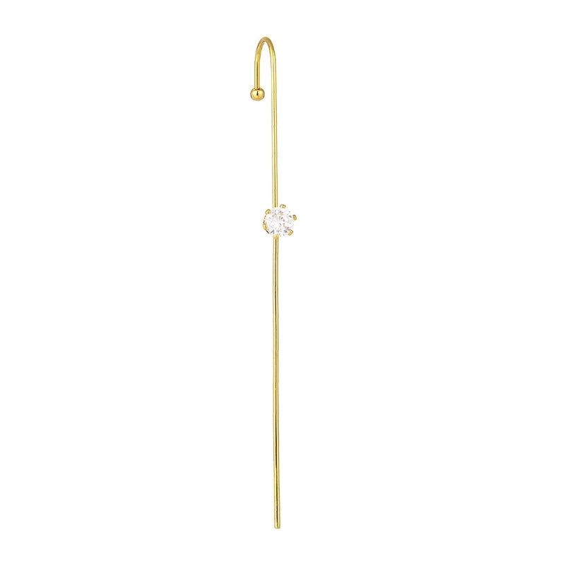 Cross-border Creative Piercing Jewelry Earrings Copper Inlaid Zircon Gold-plated Earrings Around Auricle Slash Ear Hanging