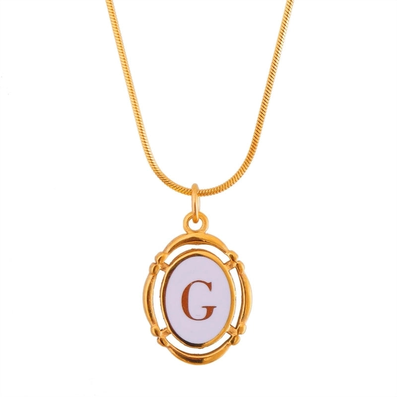 Stainless Steel Classic Style Stoving Varnish Plating Letter Pendant Necklace