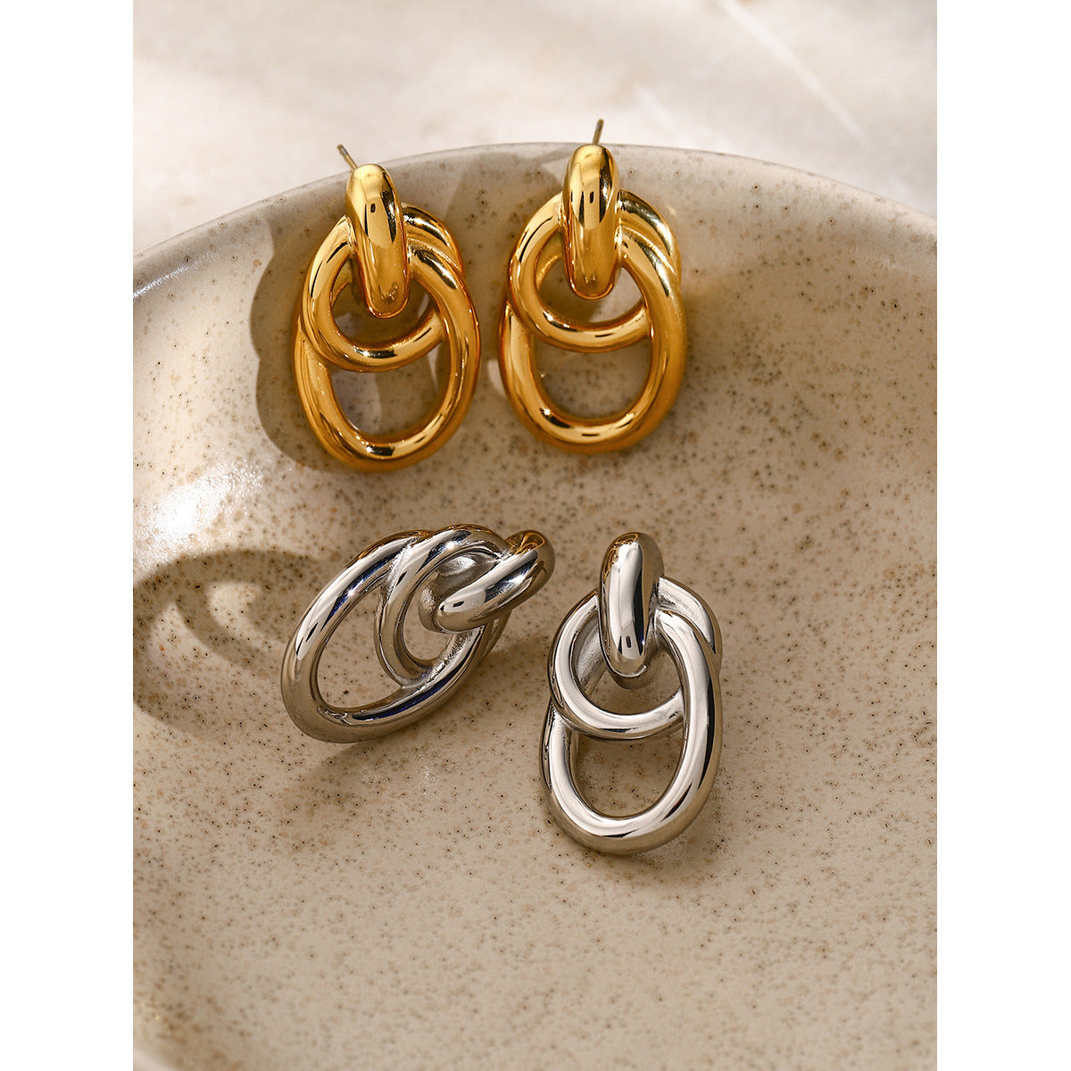 Circle Stainless Steel 18K Gold Plated Earrings