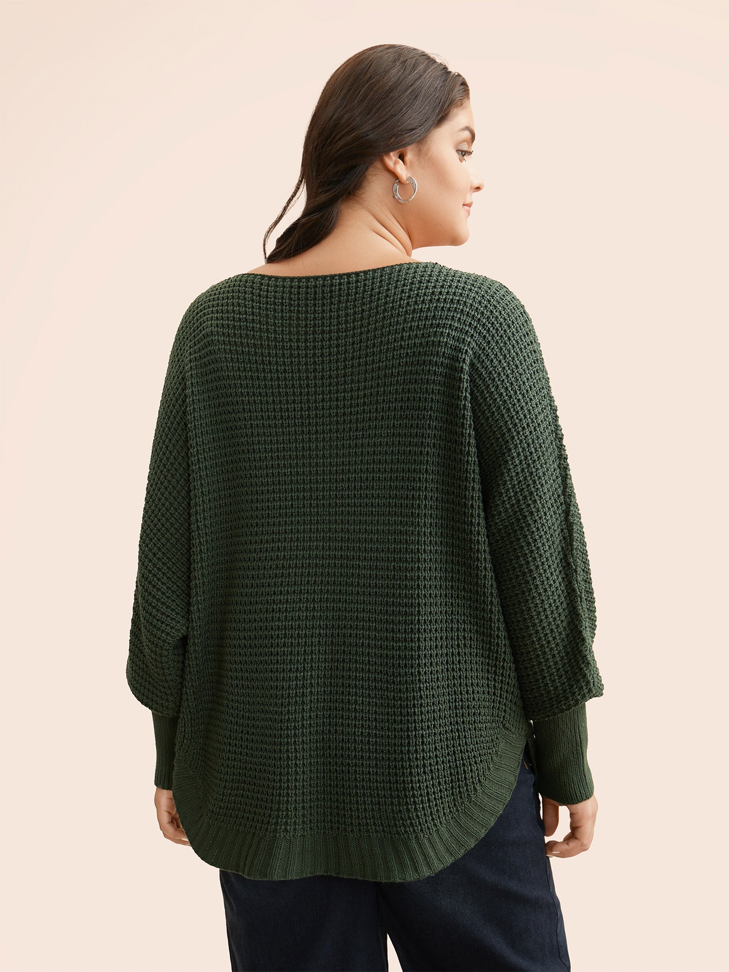 Texture Boat Neck Dolman Sleeve Pullover