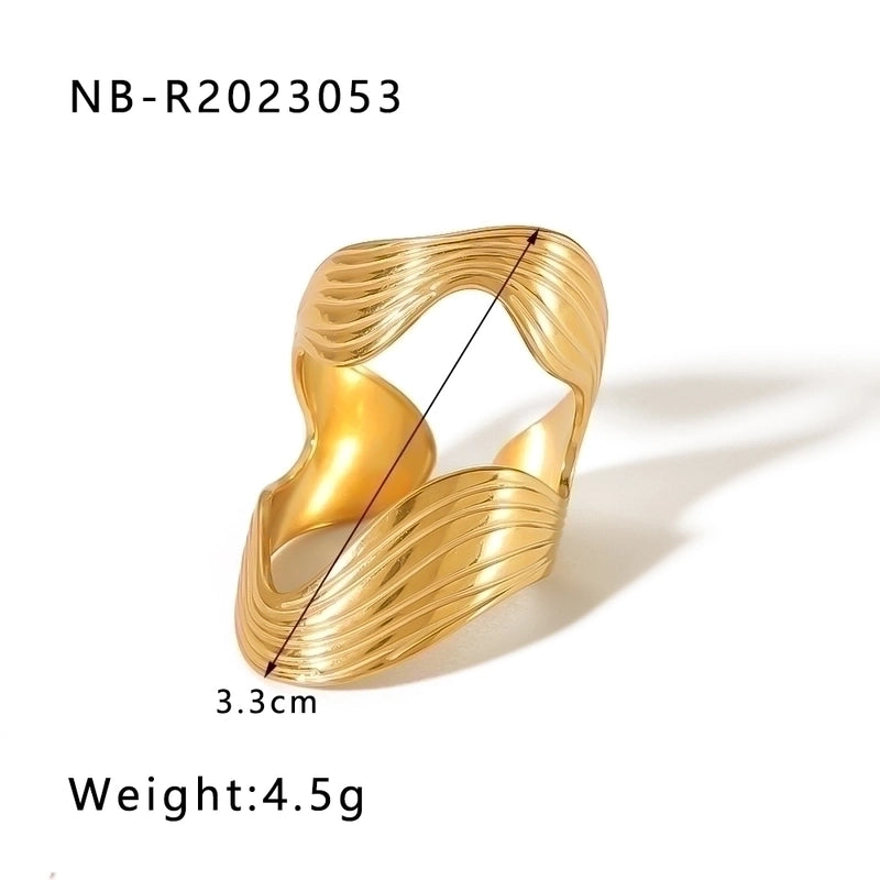 2 Pieces Stainless Steel 18K Gold Plated IG Style Basic Minimalist Plating Tree Symbol Lingge Open Rings