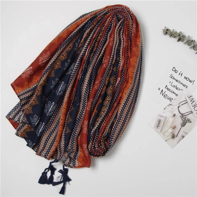 Shawl Female Sunscreen Scarf Navy Blue Orange Student Travel Scarf