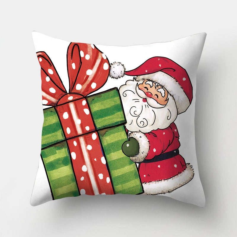 Christmas Minimalist Santa Claus Gift Box Snowman Fibre Peach Skin Pillow Cases Couch & Sofa Decor