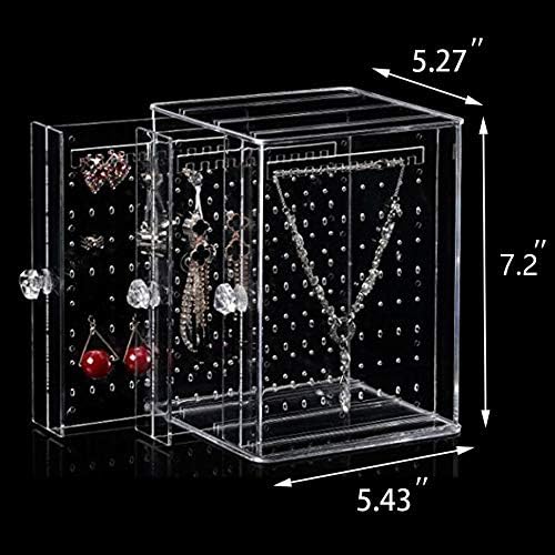 Clear Acrylic Jewelry Storage Box. 3 Vertical Drawer Earrings Display Stand Holder