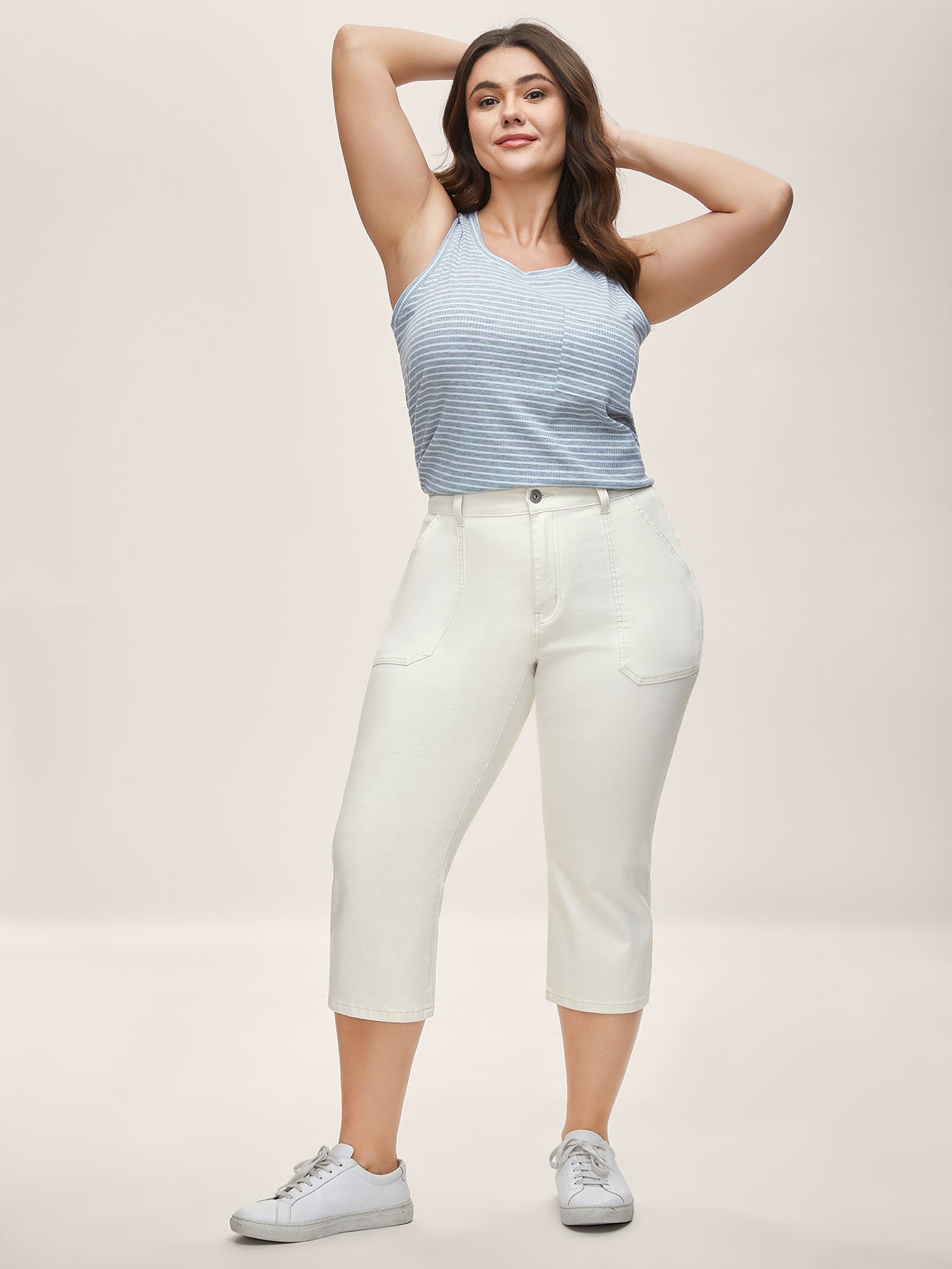 Cotton Cropped Straight-Leg Mid-Rise Jeans