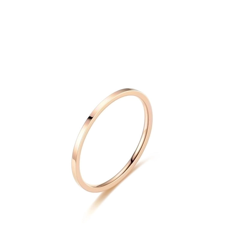 Minimalist Solid Color Titanium Steel 18K Gold Plated Polishing Rings