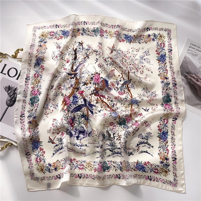 Women's Elegant Minimalist Color Block Polyester Printing Silk Scarf