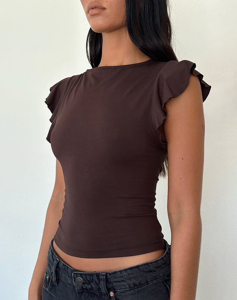 Leisle Frill Top in Bitter Chocolate