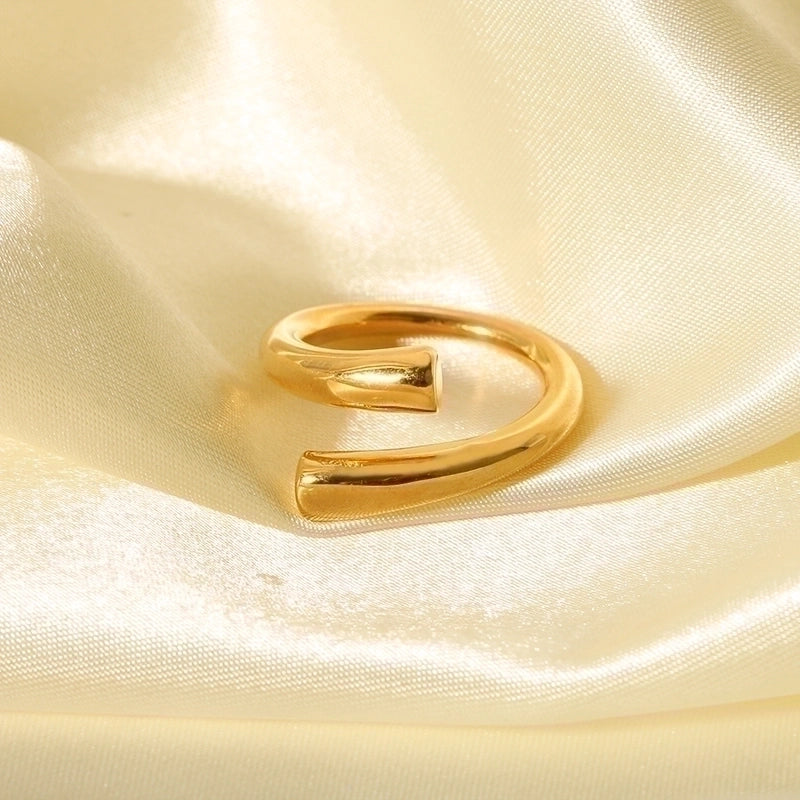IG Style Retro Geometric 304 Stainless Steel Natural Stone Rhinestones Zircon 18K Gold Plated Polishing Plating Inlay Rings