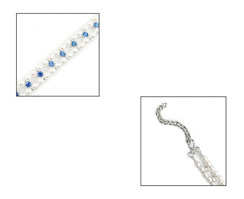 Rhinestone Pearl Princess Pet Necklace