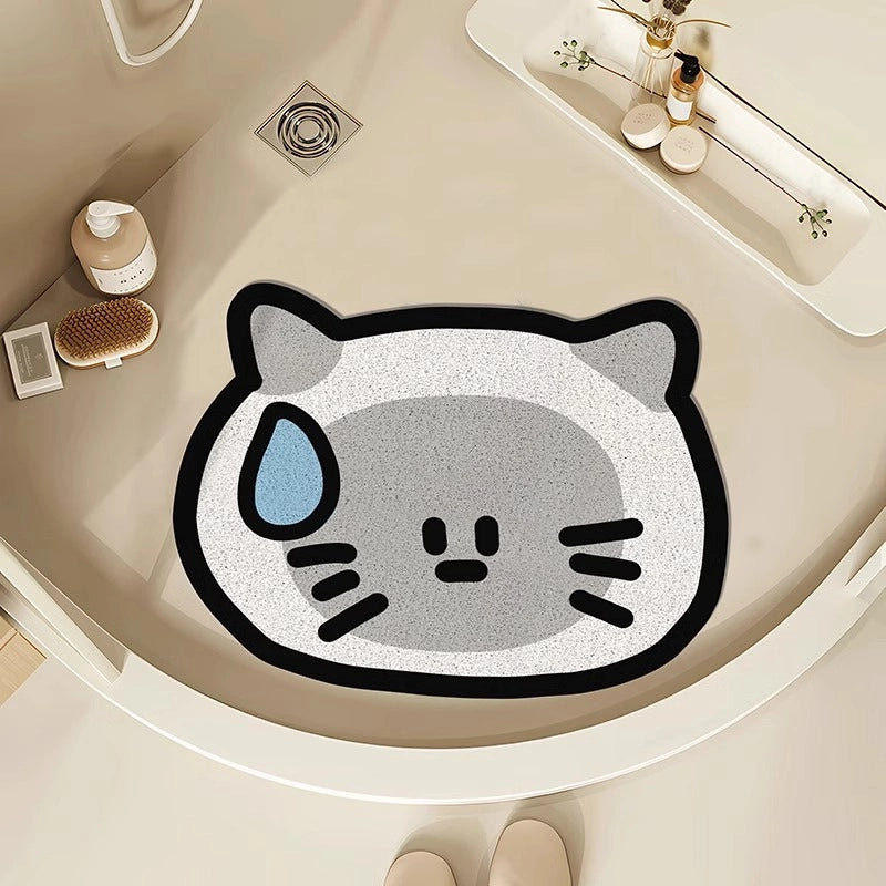 Cartoon Silent Dog Silk Ring Bathroom Mats Shower Room Floor Mat Non-Slip Anti-Fall Foot Mat Bathroom Cutout Mat