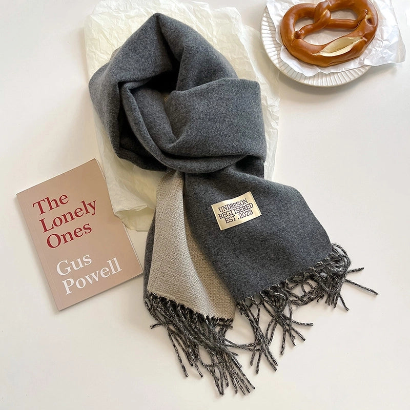 New Scarf Autumn And Winter Popular Color Matching Cashmere High-grade Warm Shawl Student Fashion Scarf Female