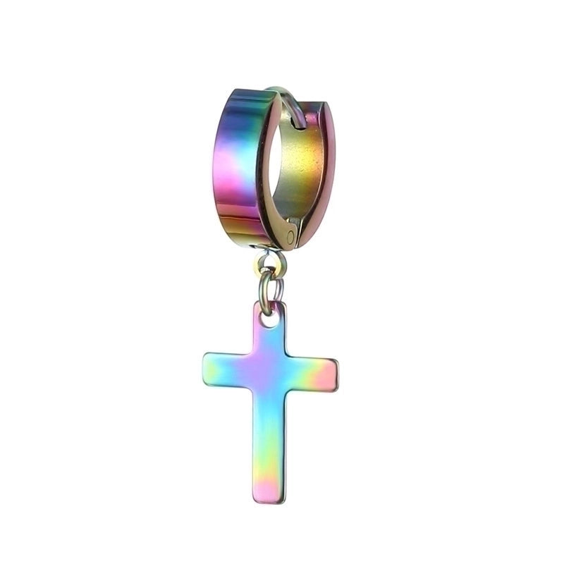 Minimalist Cross Titanium Steel Drop Earrings 1 Piece