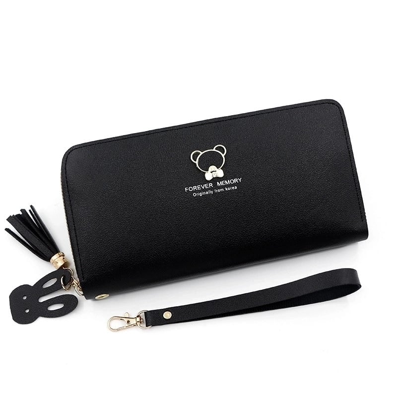 Women's Cartoon Pu Leather Tassel Zipper Wallets