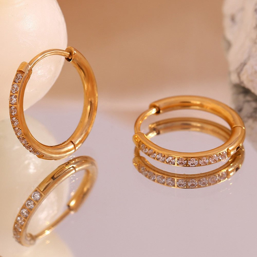 Fashion Round Geometric Stainless Steel 18K Gold Plated Earrings