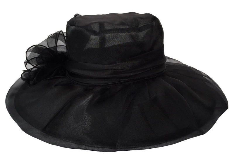 Women's Elegant Solid Color Flowers Wide Eaves Fedora Hat