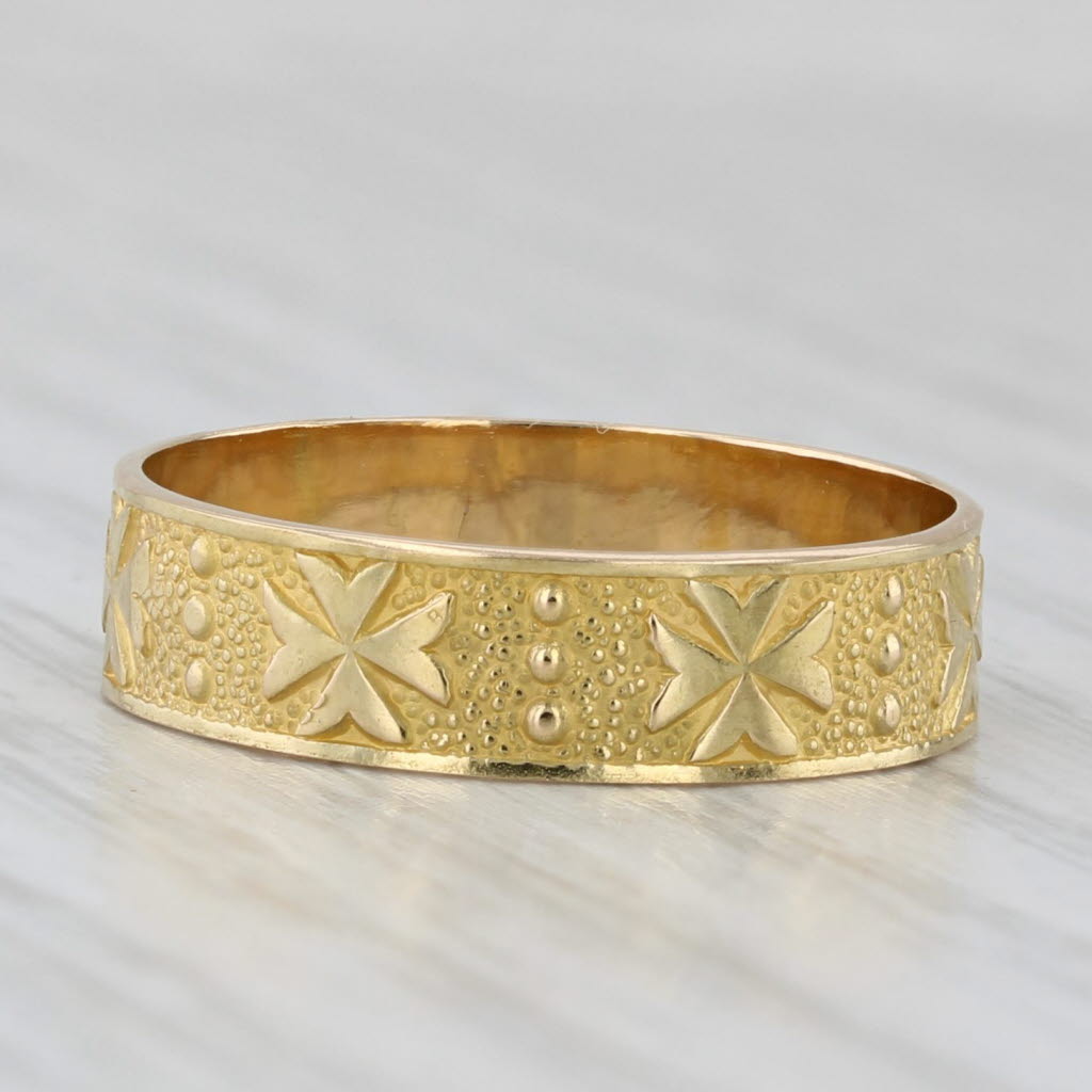 Vintage Maltese Cross Ring 18k Yellow Gold Size 7 Band Wedding