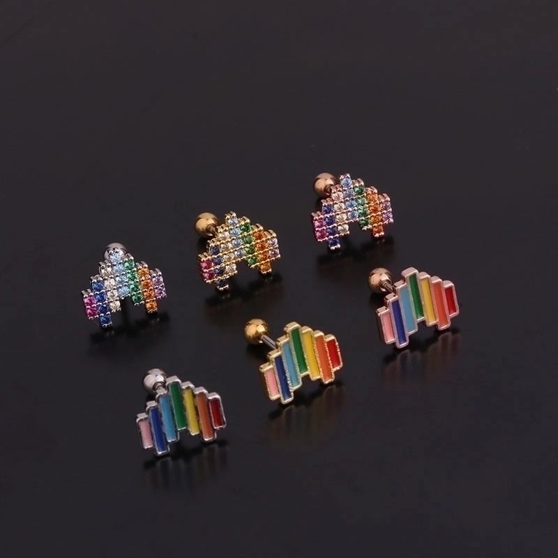 Ear Cartilage Rings & Studs Heart 316L Stainless Steel  Inlaid Zircon