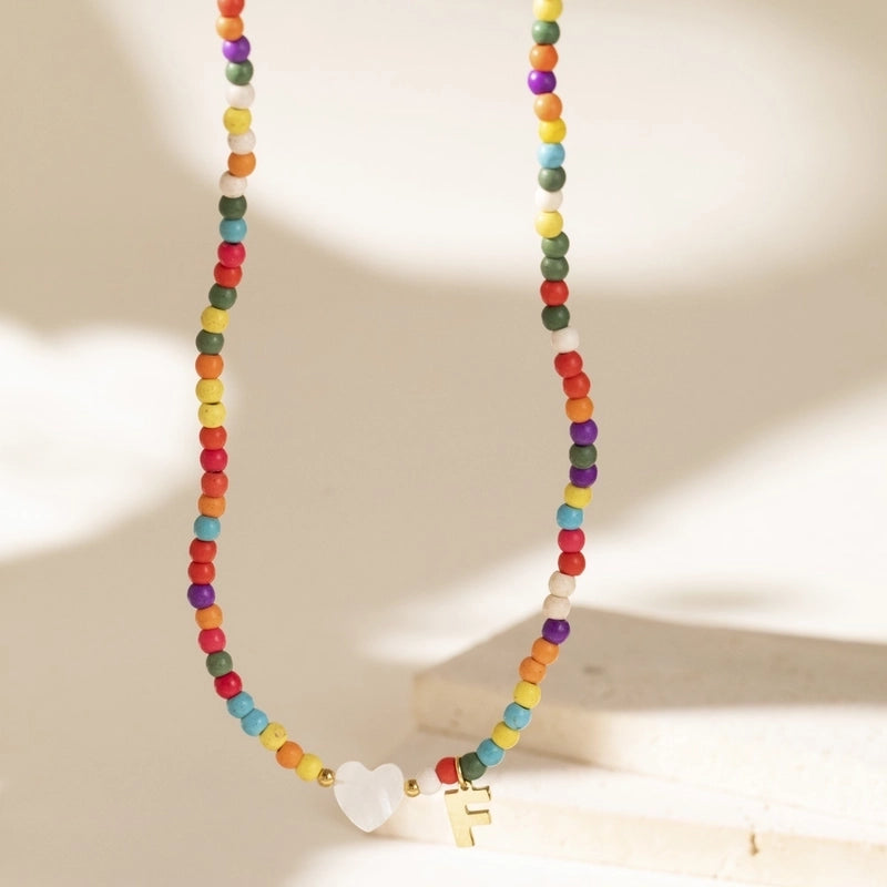 Cute Geometric 304 Stainless Steel Beaded Chain Pendant Necklace