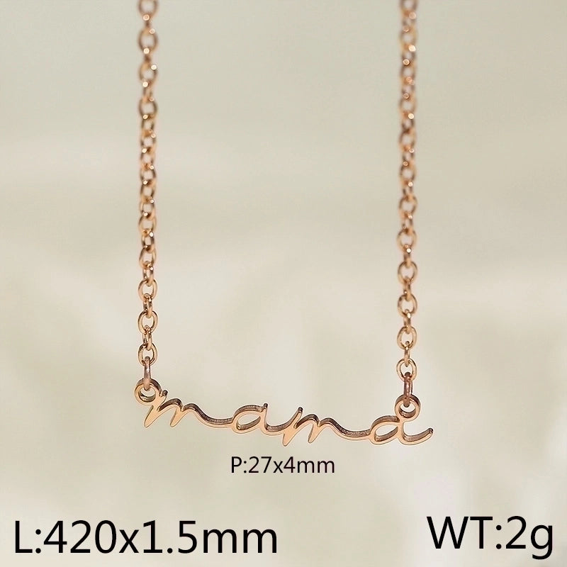 Minimalist Letter Titanium Steel 18K Gold Plated Plating Necklace