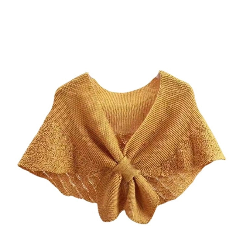 Women's Elegant Solid Color Knit Hollow Out Shawl