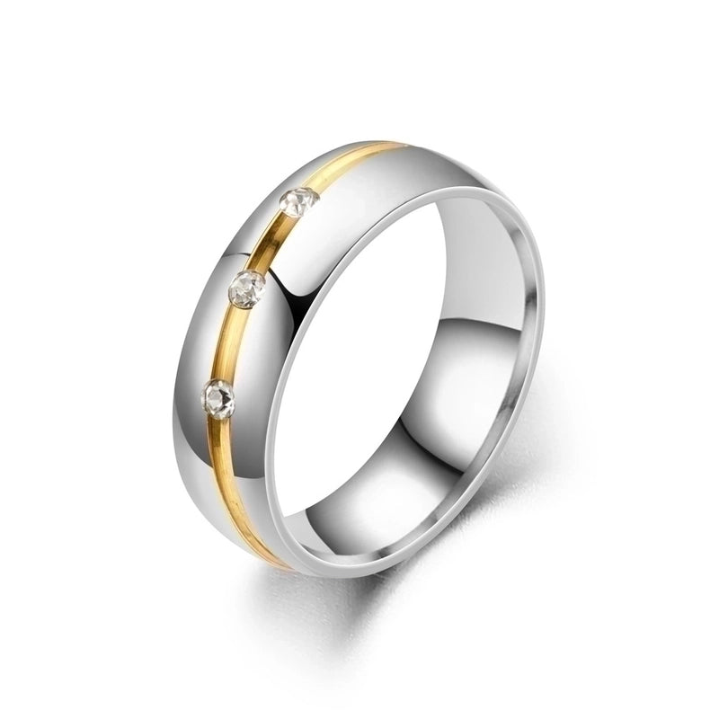 Titanium Steel Inlaid Zircon Geometric Gem Wedding Bands