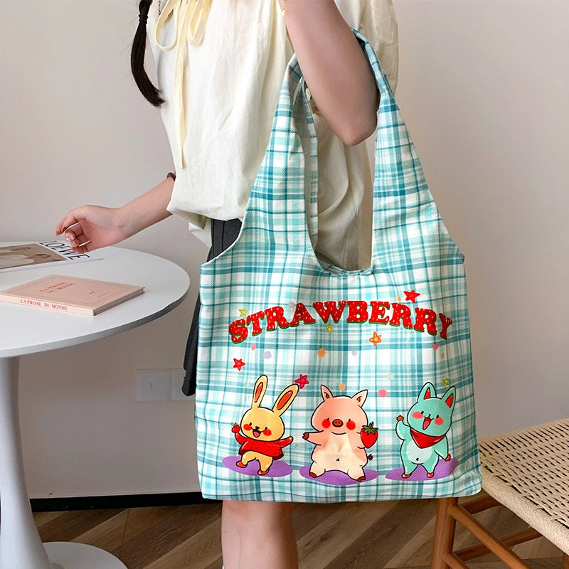 Women's Large Polyester Animal Letter Elegant Cute Streetwear Square Magnetic Buckle Tote Bag
