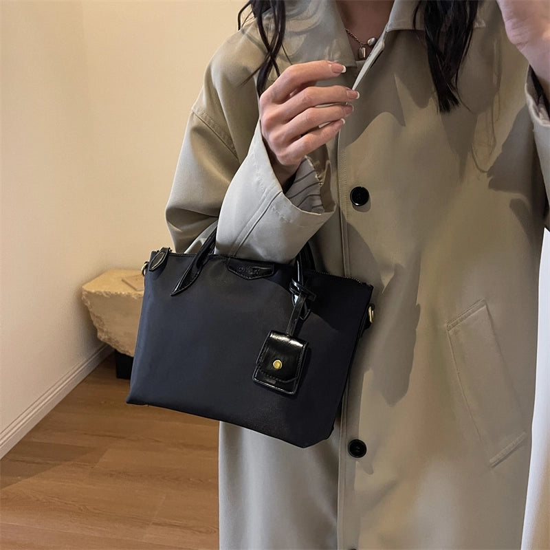 Women's Nylon Solid Color Classic Style Square Zipper Crossbody Bag