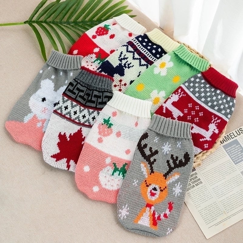 Casual Yarn Christmas Animal Fruit Pet Clothing 1 Piece