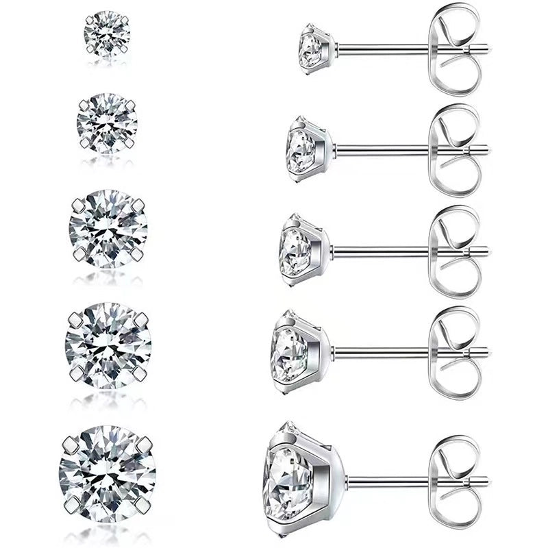 1 Set 1 Pair Minimalist Classic Style Round Plating Inlay Stainless Steel Zircon 18k Gold Plated Ear Studs