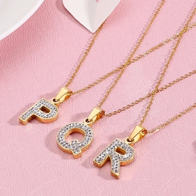 Titanium Steel 18K Gold Plated Fashion Plating Letter Necklace