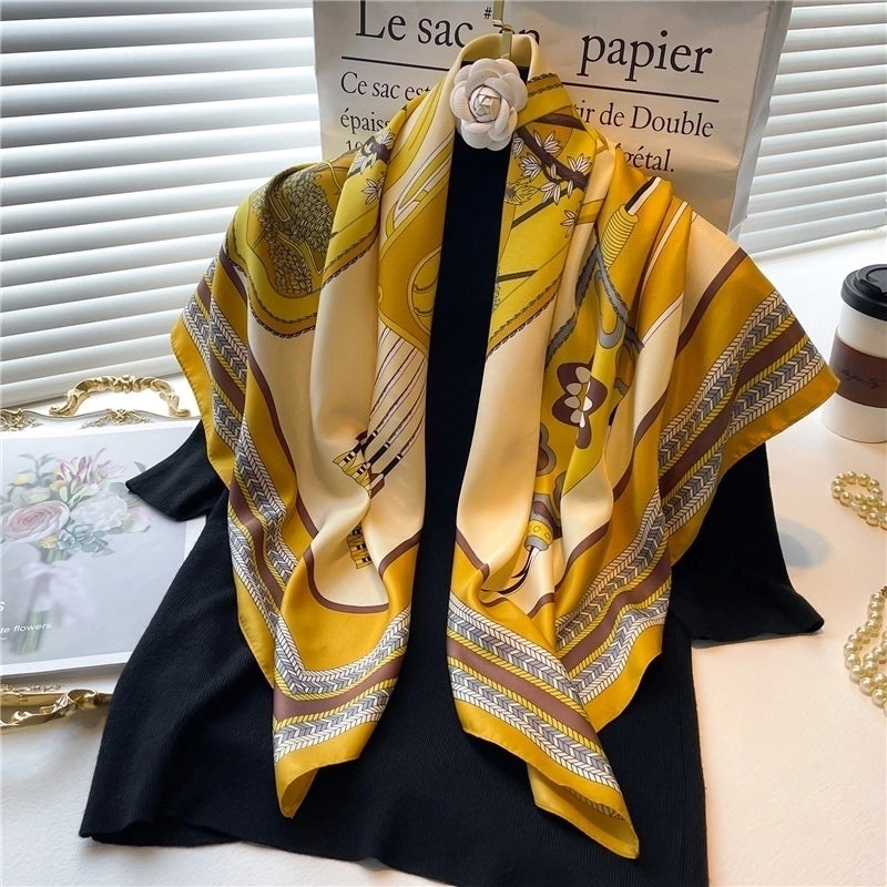 Women's Elegant Lady Flower Polyester Scarf