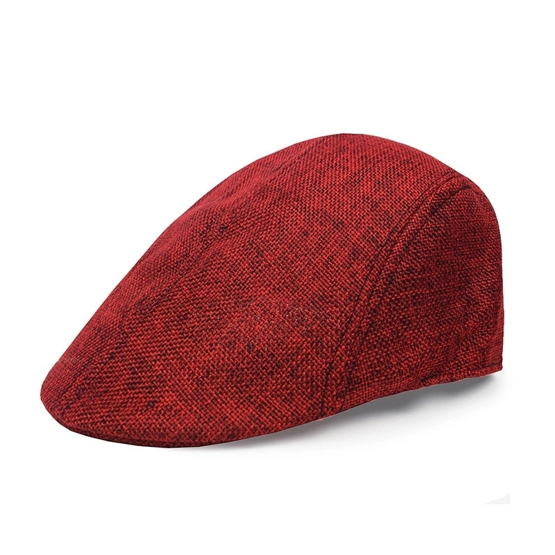 Men's Retro British Style Solid Color Curved Eaves Beret Hat