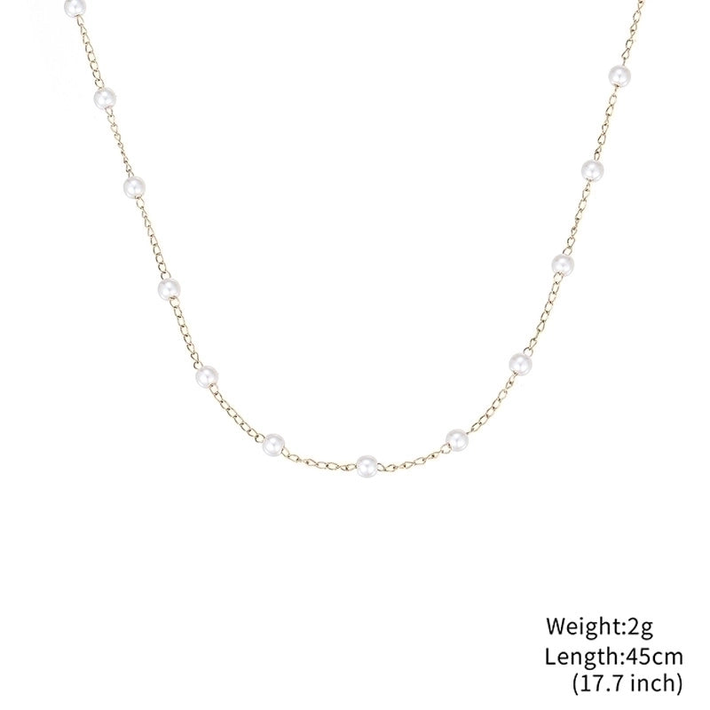 Minimalist Classic Style Solid Color Stainless Steel Gold Plated Plating Necklace