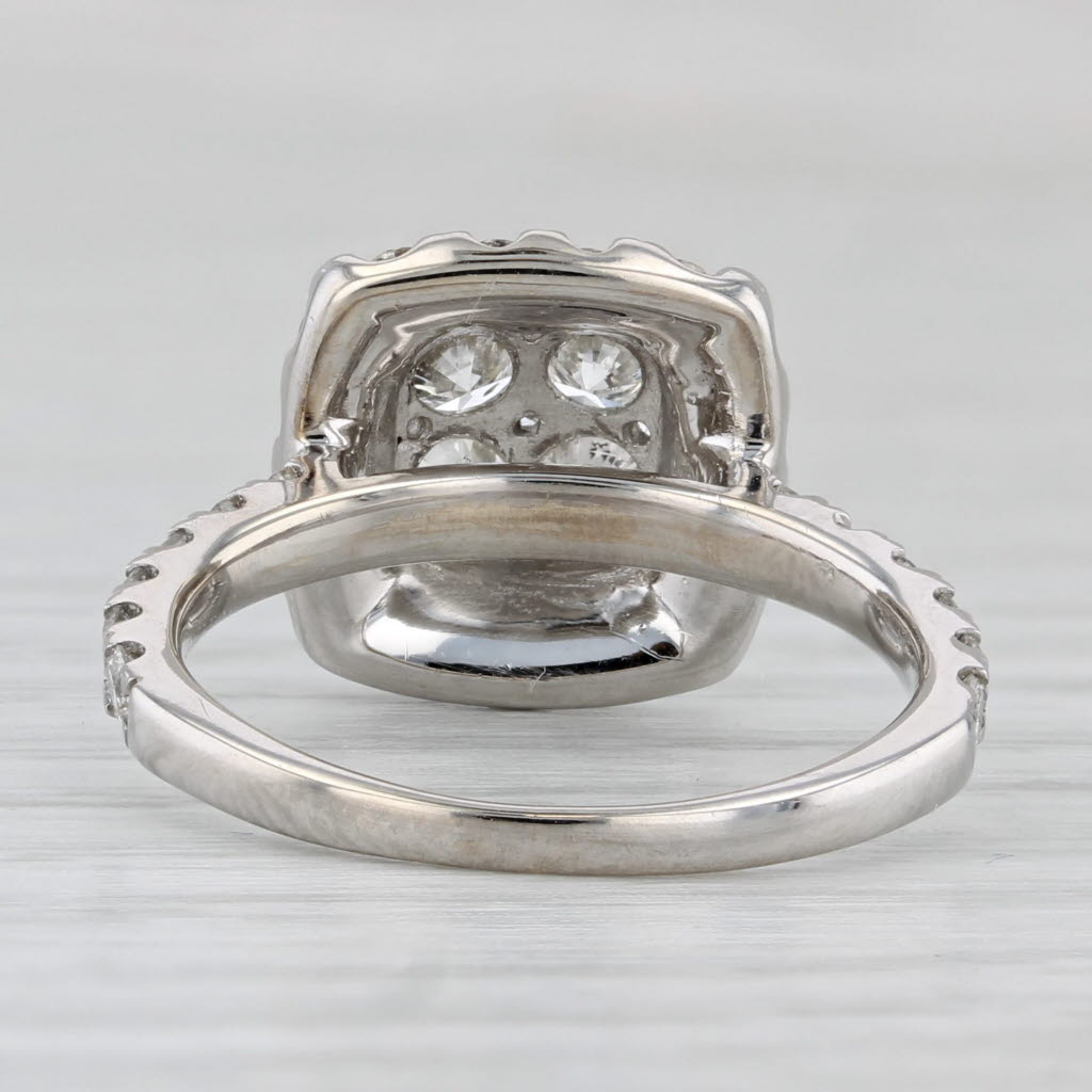 1.45ctw Vintage Diamond Halo Ring 14k White Gold Size 6