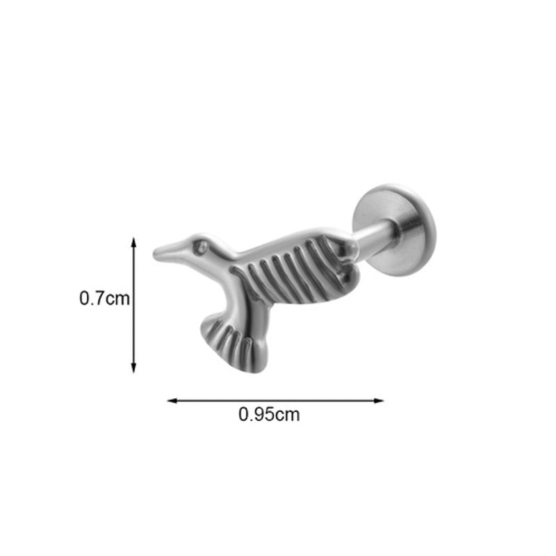 1 Piece Ear Cartilage Rings & Studs IG Style Vintage Style Palm Feather Snake Pure Titanium Plating Inlay Zircon