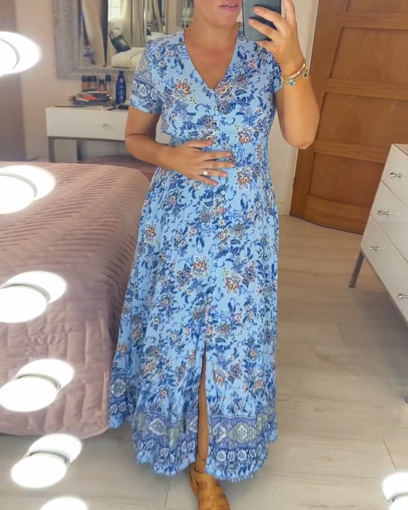 🎁LAST DAY SALE-49% OFF🎁Floral Print V-neck Dress