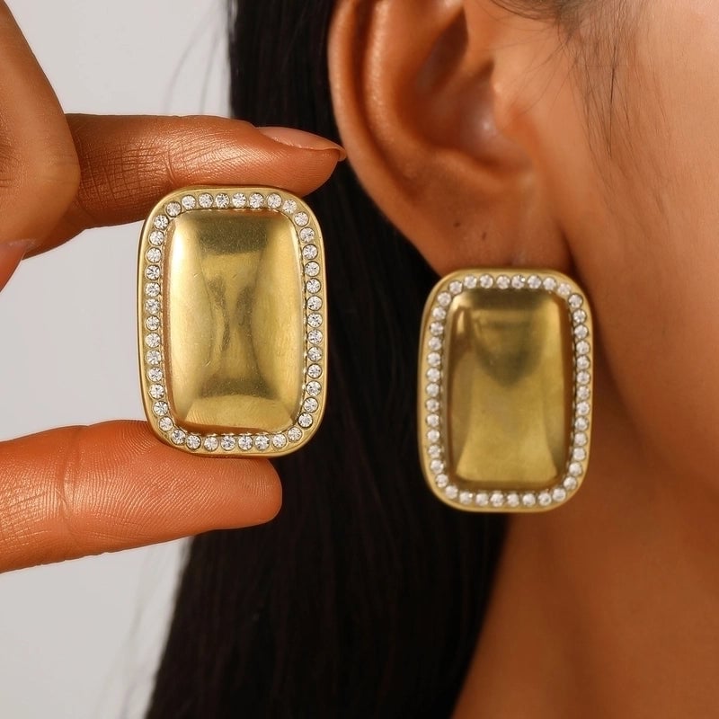 1 Pair Casual Minimalist Streetwear Geometric Plating 304 Stainless Steel Drop Earrings