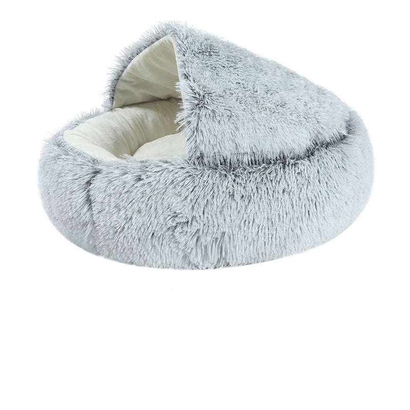 Fluffy Hooded Pet Bed