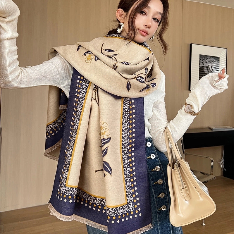 Women's Casual Minimalist Flower Imitation Cashmere Scarf