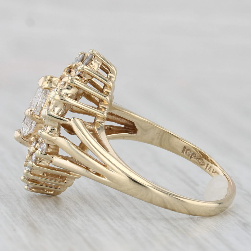 1.36ctw Marquise Halo Diamond Engagement Ring 14k Yellow Gold Size 6.75