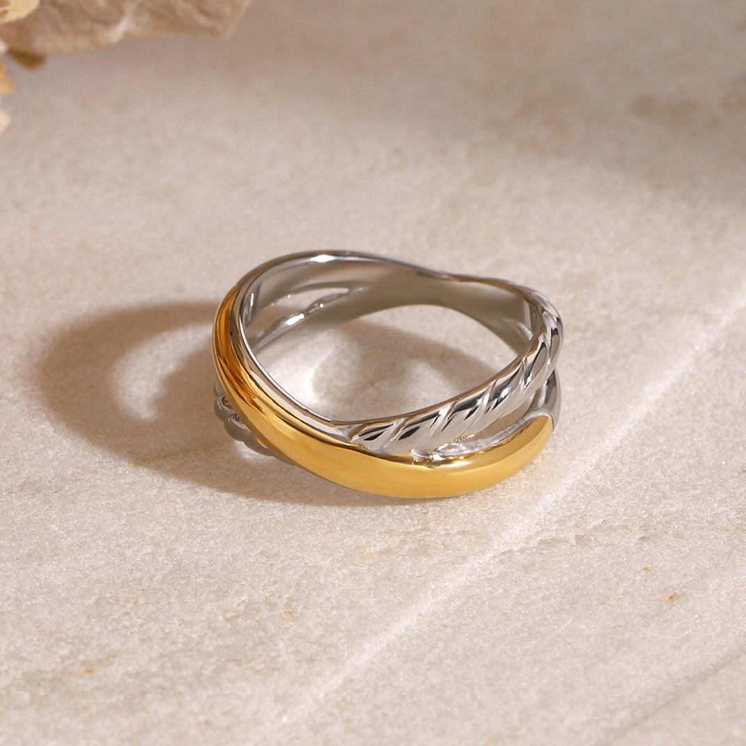 Stainless Steel Twist Geometric Ring Niche Ring Titanium Steel Bracelet Rings
