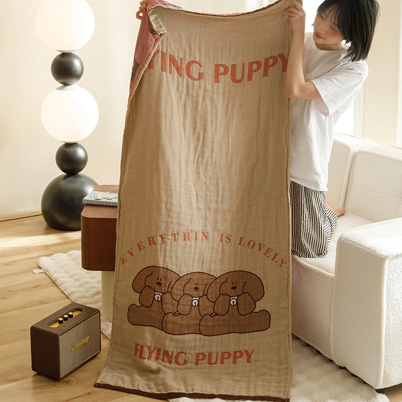 Class A Cotton Gauze Cover Blanket Cotton Jacquard Four-Layer Gauze Bath Towel Sofa Nap Blanket Multifunctional Children's Bags Quilt