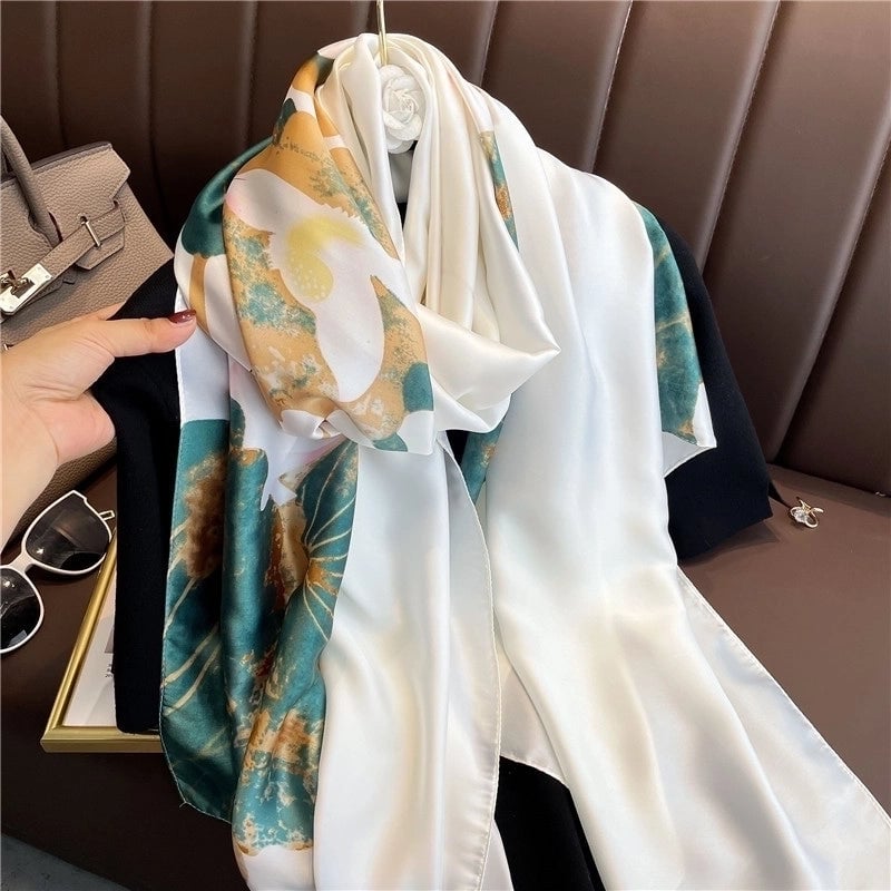 Ink Lotus Silk Scarf Multi-function Sunscreen Scarf