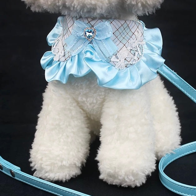 Lace Plaid Bow Pattern Dog Cat Bib Collar