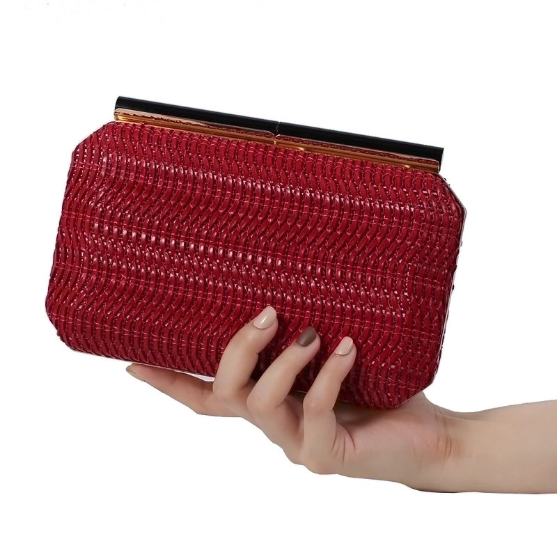 White Yellow Red Pu Leather Solid Color Square Evening Bags